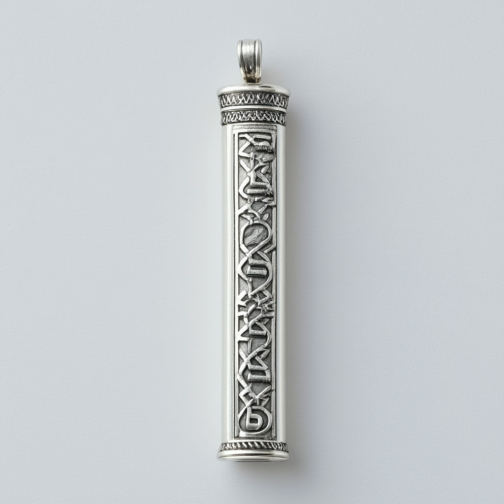 Amazon Collection Sterling Silver and Stainless Steel Mezuzah Medal, 20"