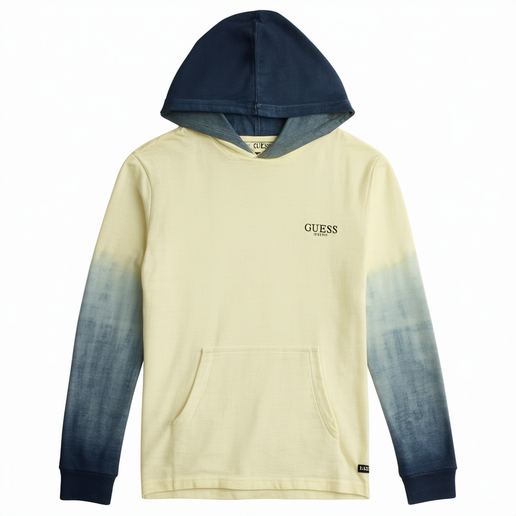 GUESS Boys' Big Short Sleeve Hooded Dip Dye T-Shirt