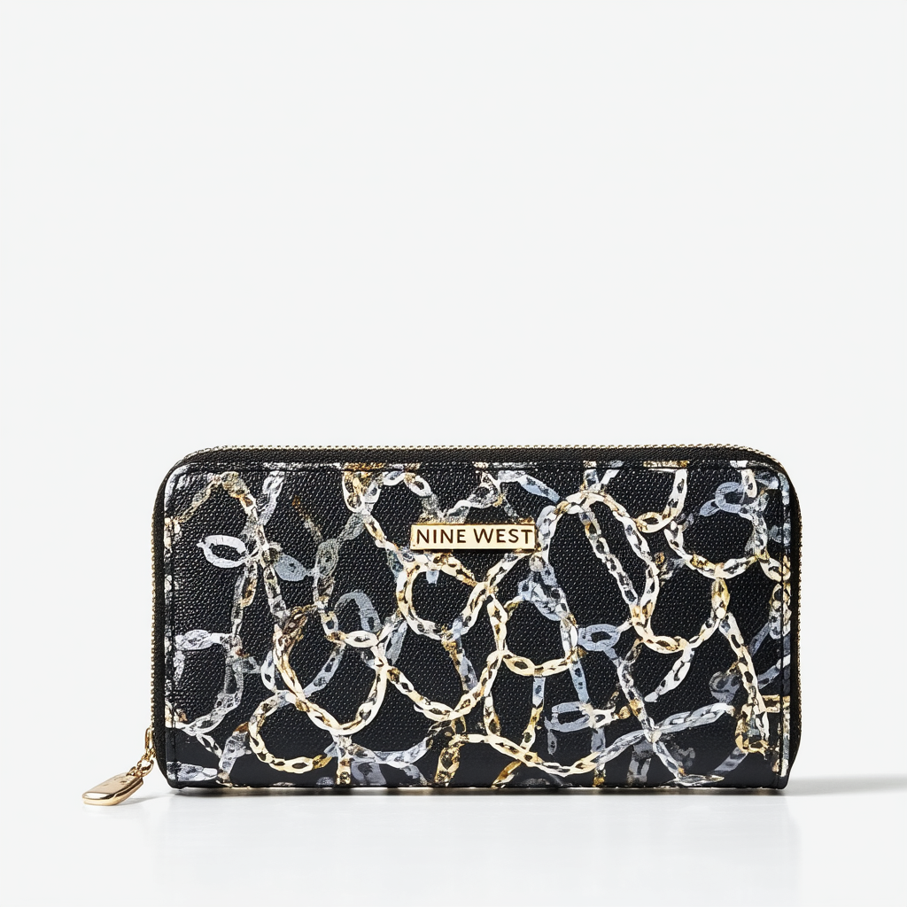 Nine West Printed Chain Zip Around Wallet