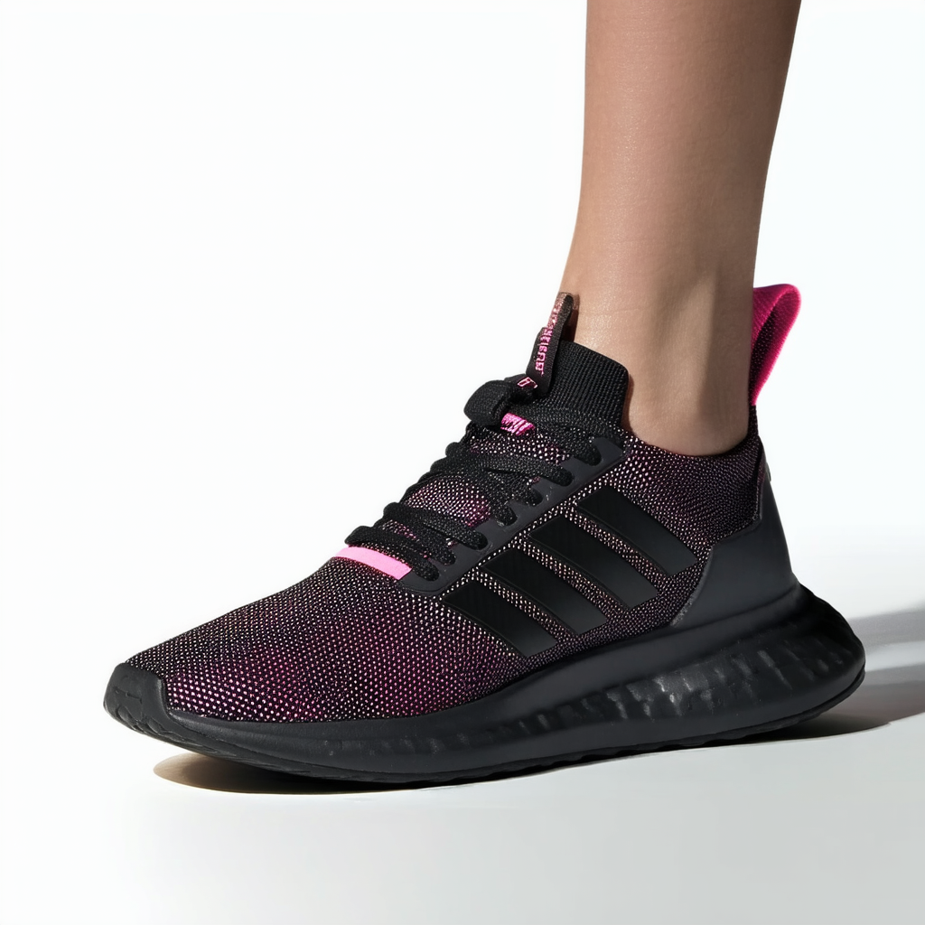 adidas womens Lite Racer Adapt Running Shoe, Black/Glow Pink/Grey, 9.5 US