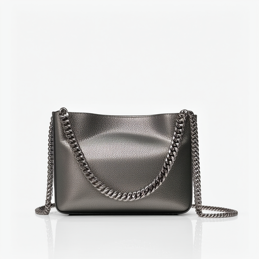 Michael Michael Kors Large Chain Drawstring Shoulder Bag Dark Silver