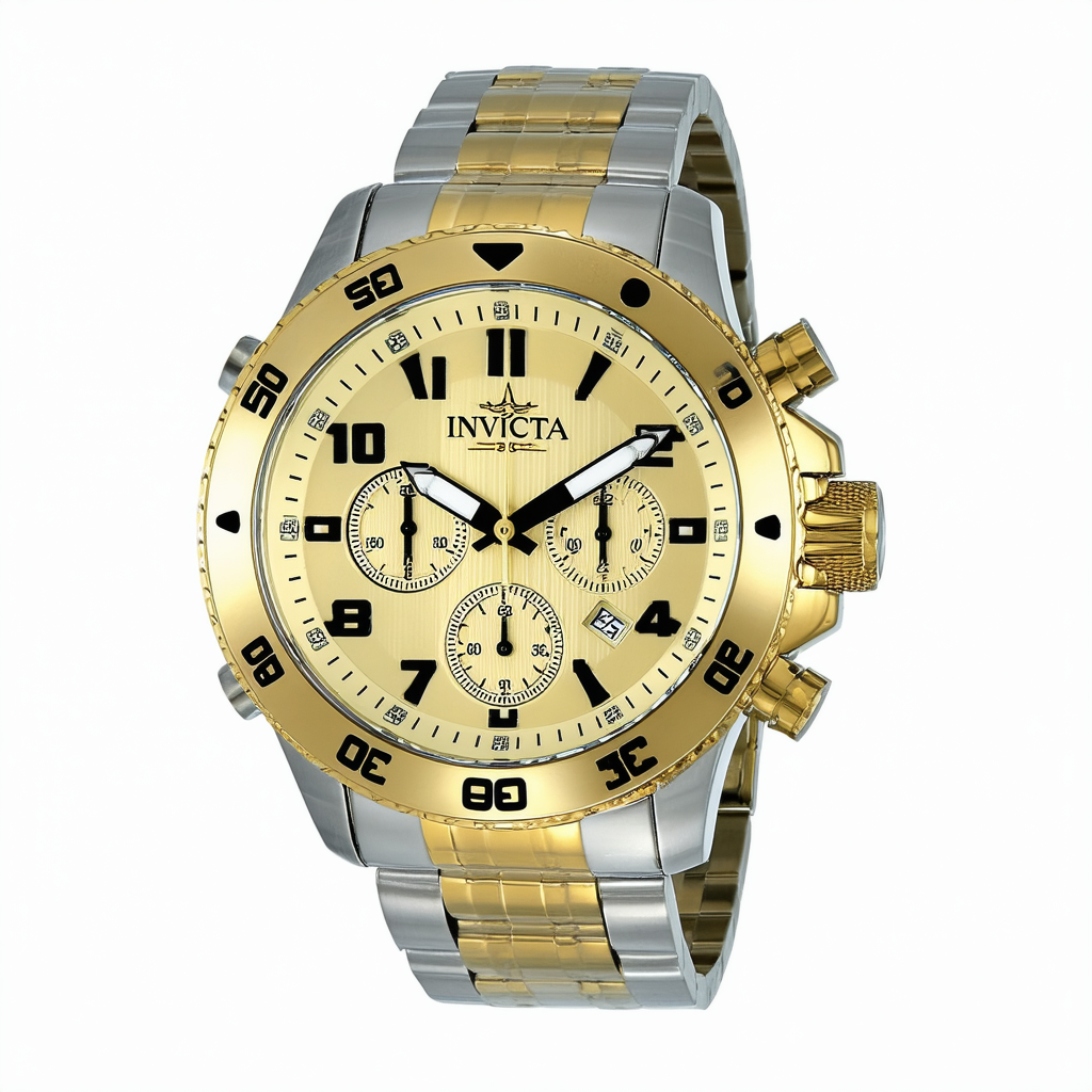 Invicta Men's Aviator Quartz Watch with Stainless Steel Strap, Gold, 32 (Model: 31592)