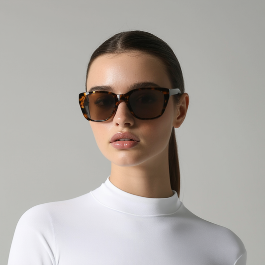 Nike Women's Minx Rectangular Sunglasses, Tortoise/Brown Lens, 59 mm