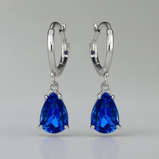 Nine West "Party Time" Silver-Tone Blue Leverback Drop Earrings