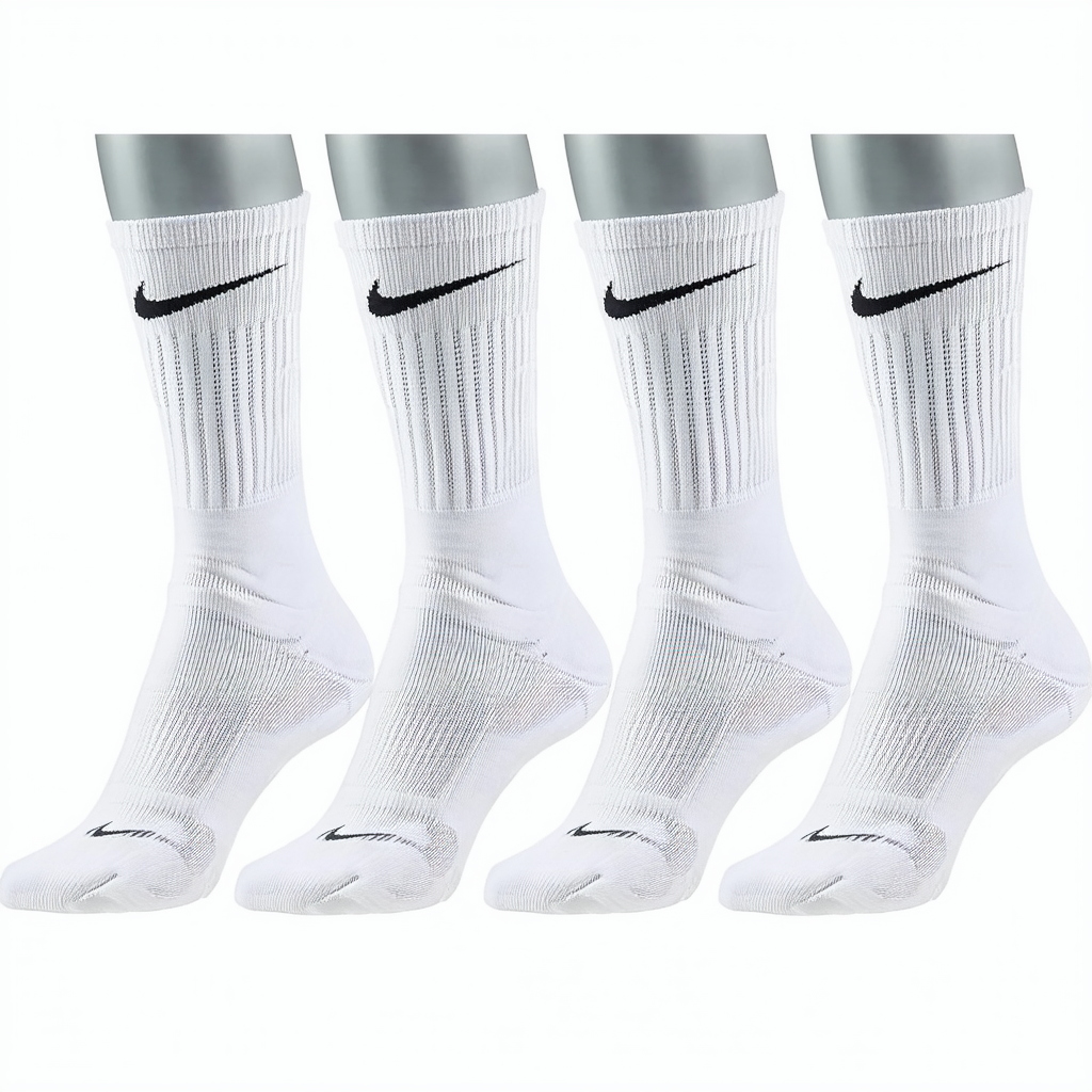 Nike Men/'s Performance Cotton Cushioned Crew Socks, 6 Pair Large (shoe size 8-12) (White) Six Pack