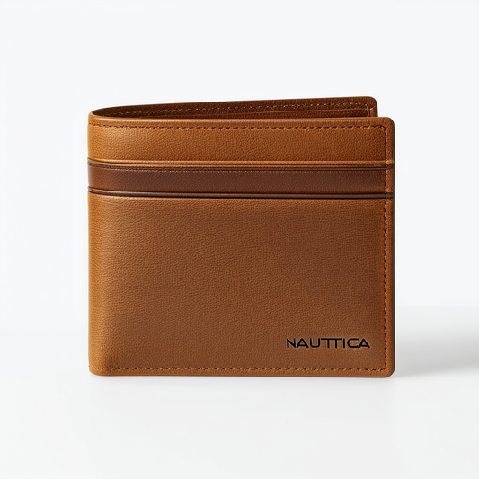 Nautica Men's Leather Slim Passcase Wallet with Large Bill Compartment