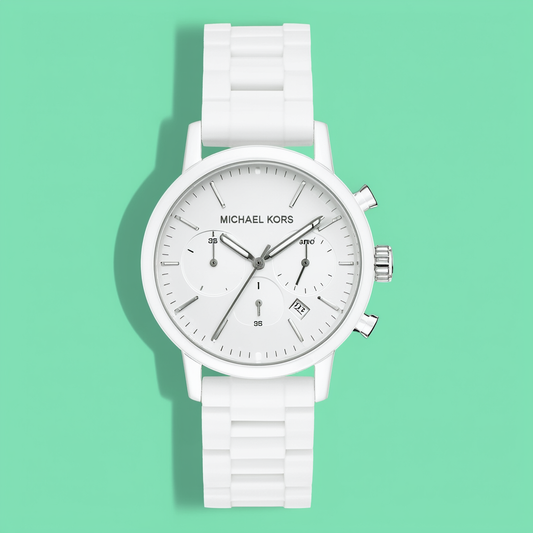 Michael Kors MK2829 Charley Three-Hand White Dial White Silicone Band Women's Watch