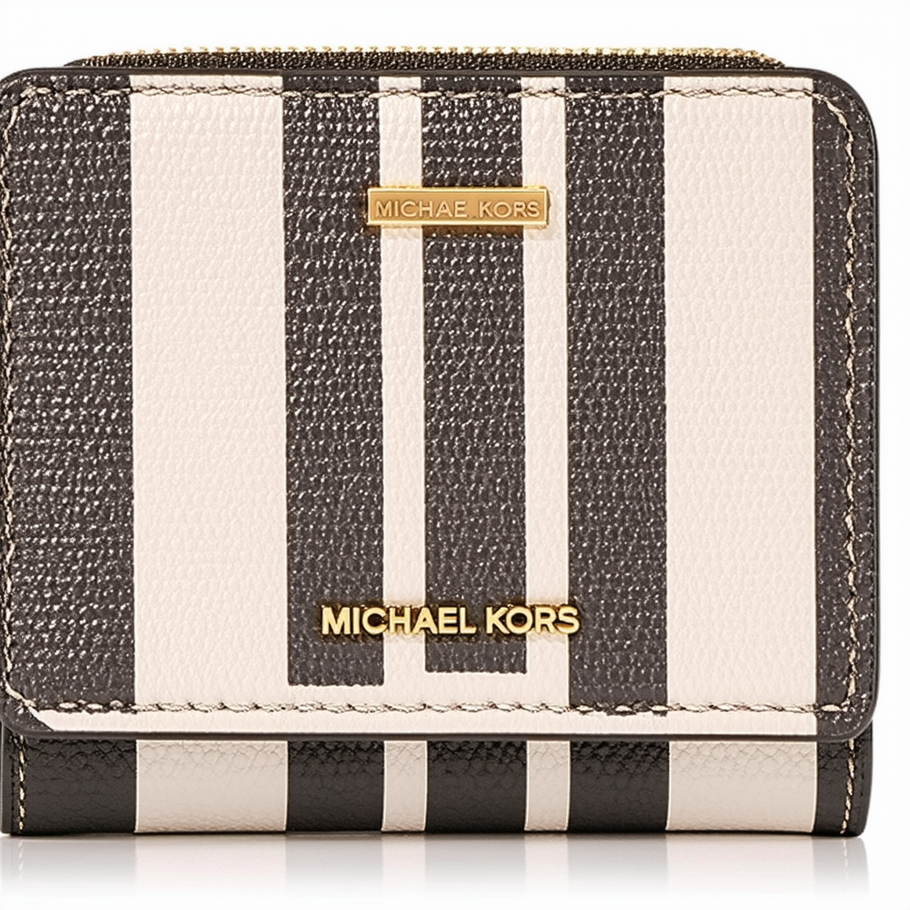 Michael Kors Women's Center Stripe Large Three Quarter Zip Wallet
