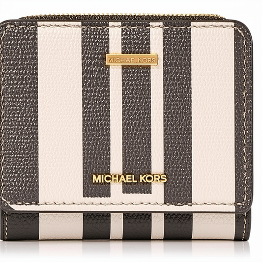 Michael Kors Women's Center Stripe Large Three Quarter Zip Wallet