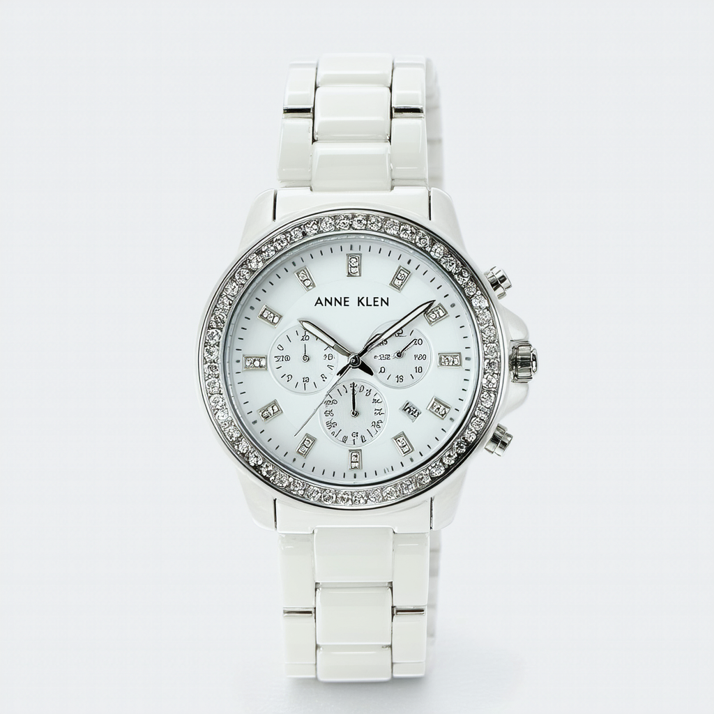 Anne Klein Women's 109417WTWT Premium Crystal-Accented White Ceramic Watch