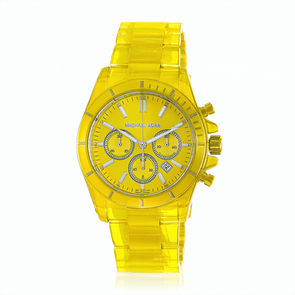 Michael Kors Yellow Acrylic Chronograph Oversize Watch MK5274