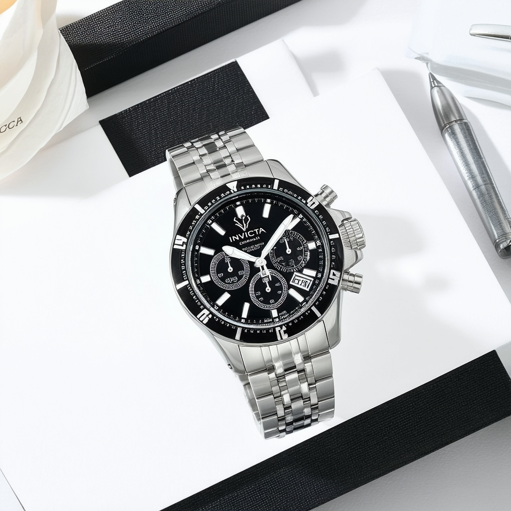 Invicta Men's 0356 II Collection Chronograph Black Dial Stainless Steel Watch
