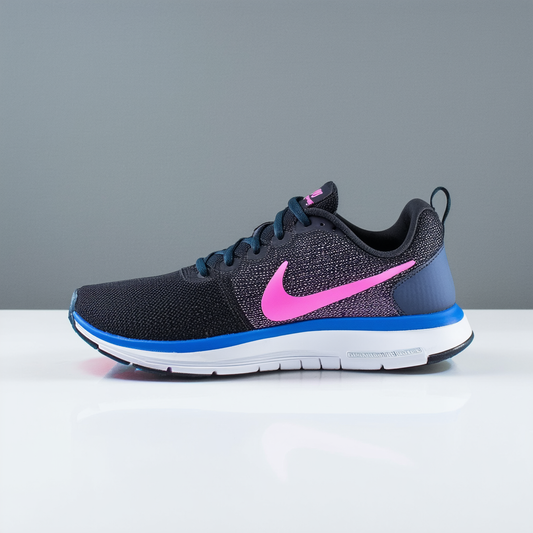 Nike Women's FS Lite Run Black/Pink Foil/Gmm Blue/White Running Shoe 7 Women US