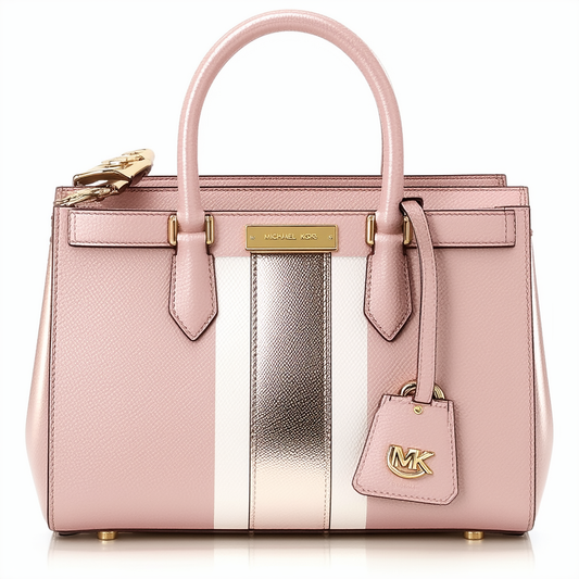 MICHAEL Michael Kors Metallic Center Stripe Hamilton East West Satchel Ballet Pink