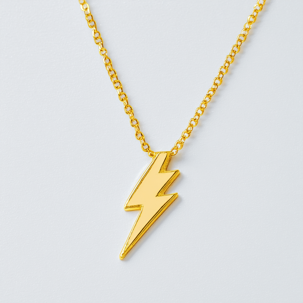Amazon Collection ellie byrd 10k Yellow Gold Lightning Bolt Necklace, 18"