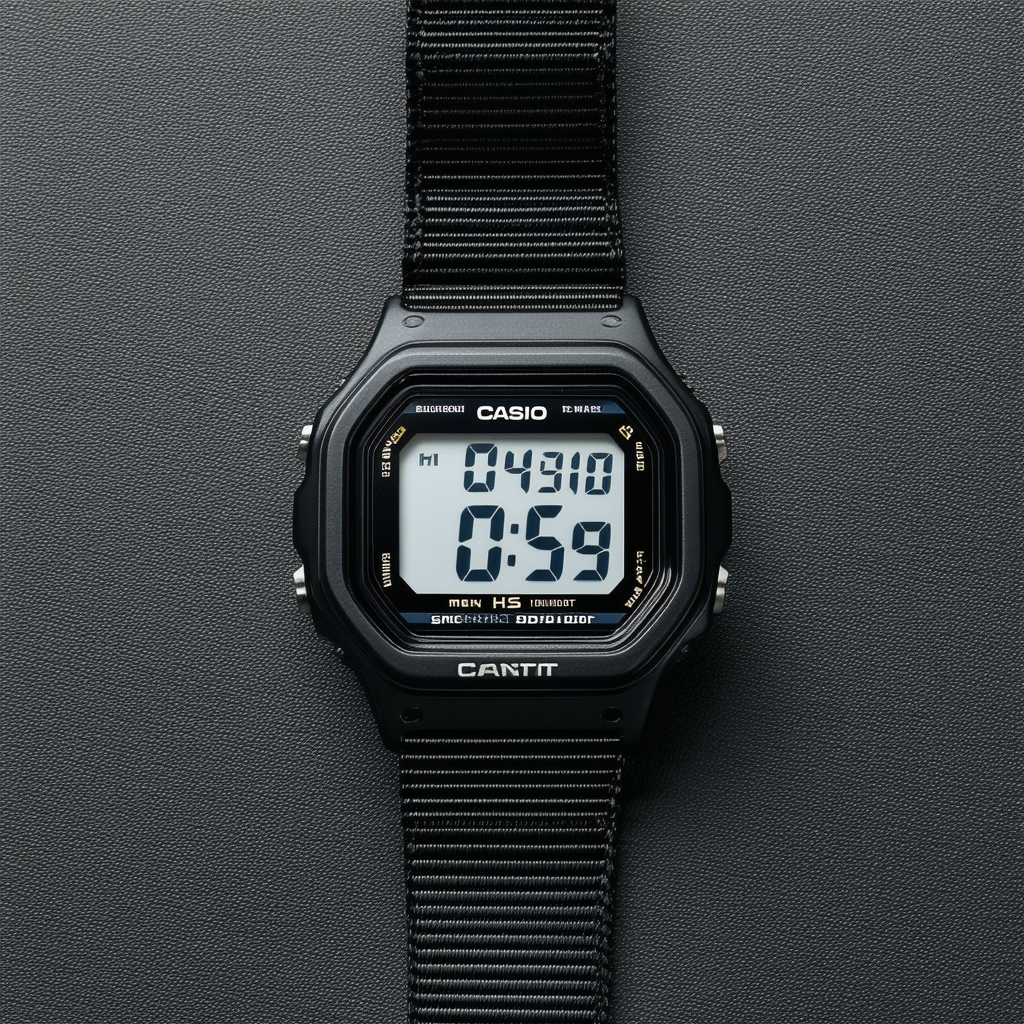 Casio Men's HS3V-1BRDT Black Nylon Quartz Watch with Digital Dial