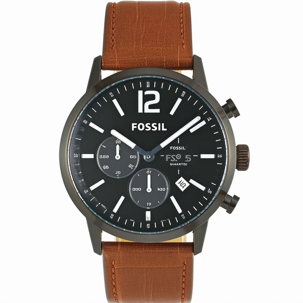 Fossil FSW4004 Swiss FS-5 Series Quartz Three-Hand Date Brown Leather Watch