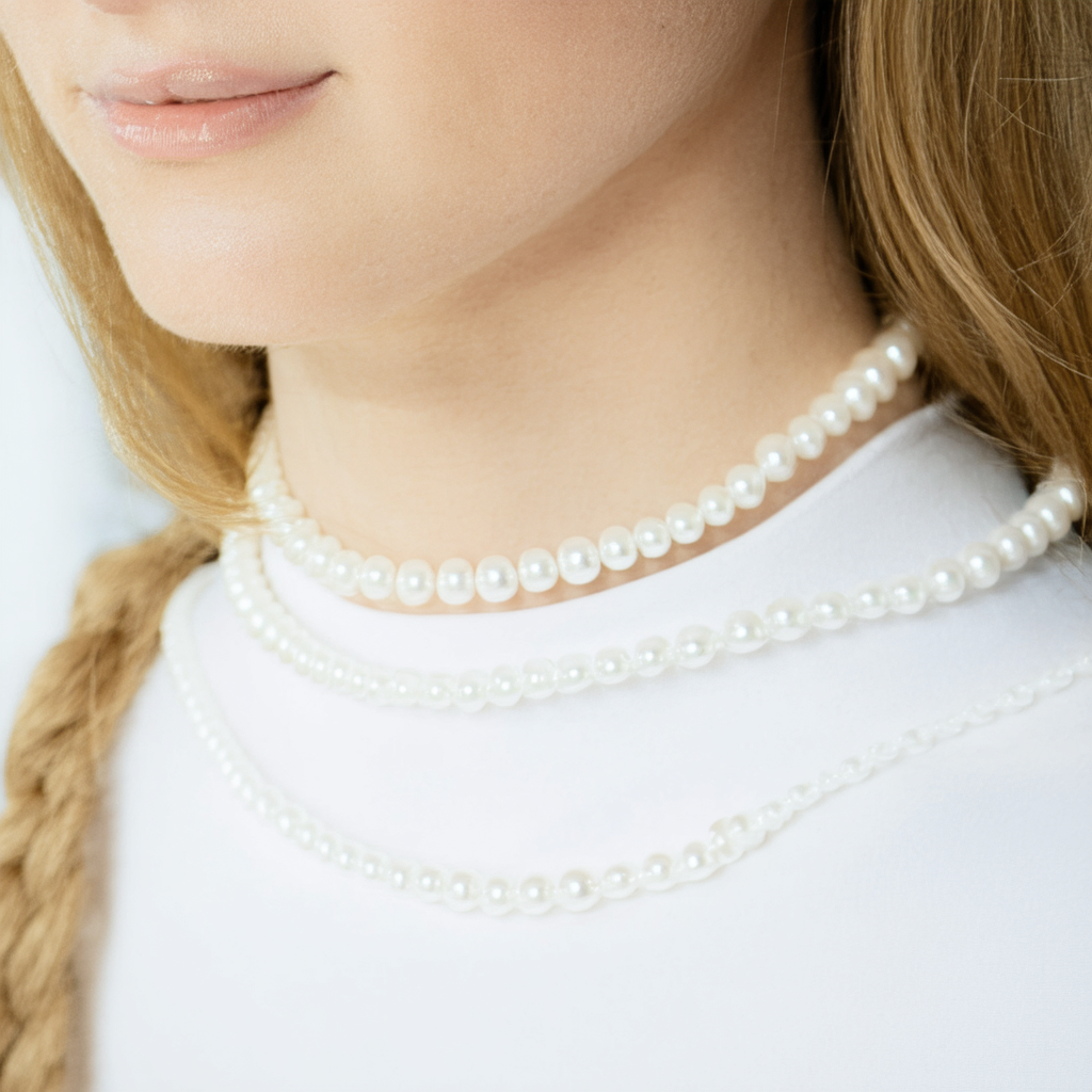 zeroUV Large Plastic Pearl Chain Eyeglass Cord Neck Strap Necklace (2-Pack)