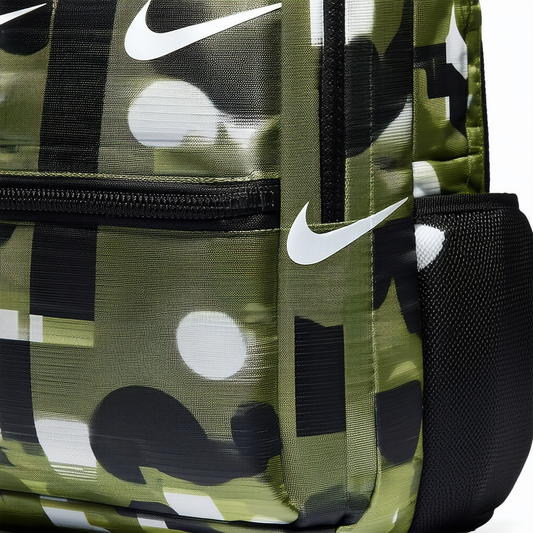 NIKE Brasilia All Over Print Backpack, Olive Flak/Black/White, X-Large