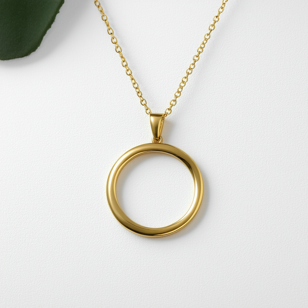 Amazon Collection 14k Gold Floating Circle Pendant Necklace