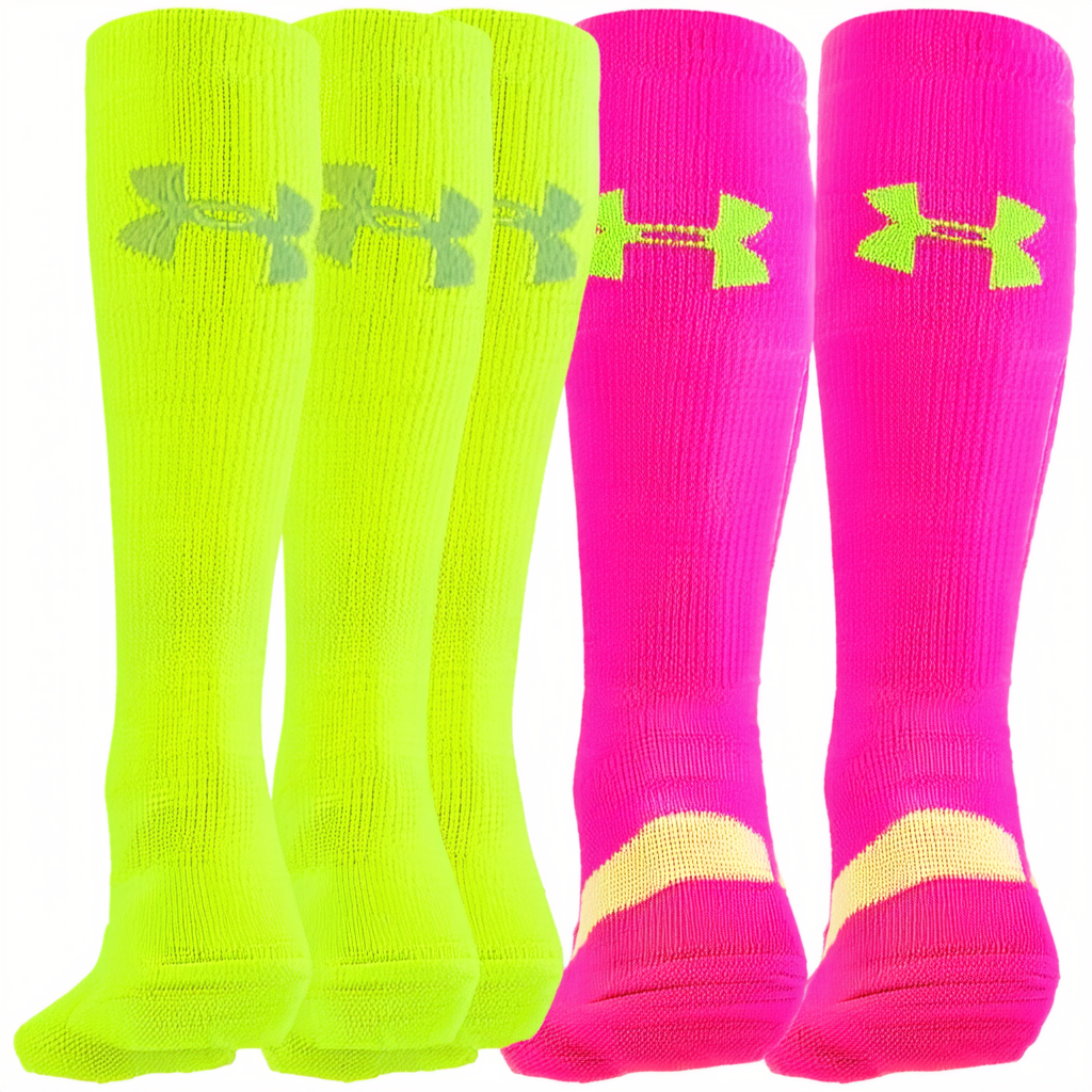 Under Armour Women's Color Pop Snow Ski Socks (1-Pack), Hi Vis Yellow/Pink, One Size