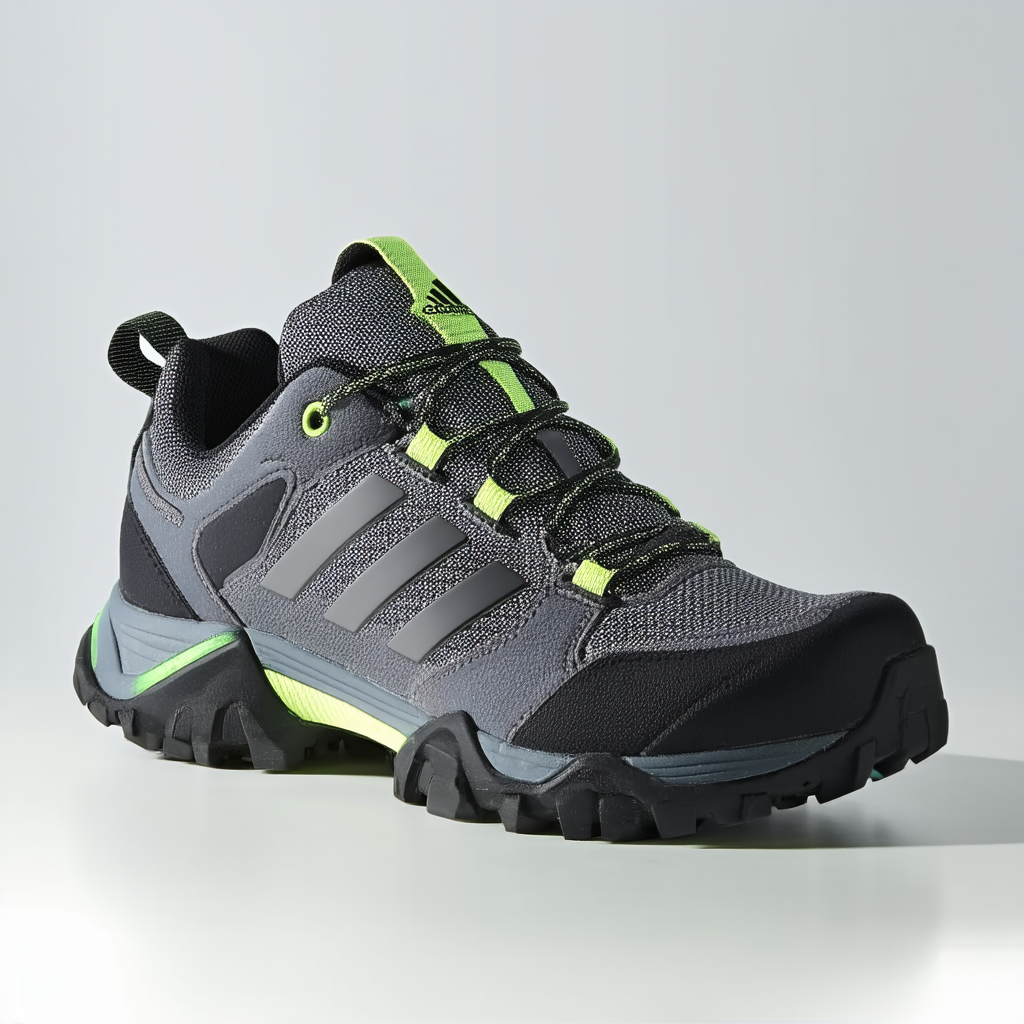 adidas outdoor Women's AX2 Hiking Shoe, Vista Grey/Black/Green Glow, 7 M US
