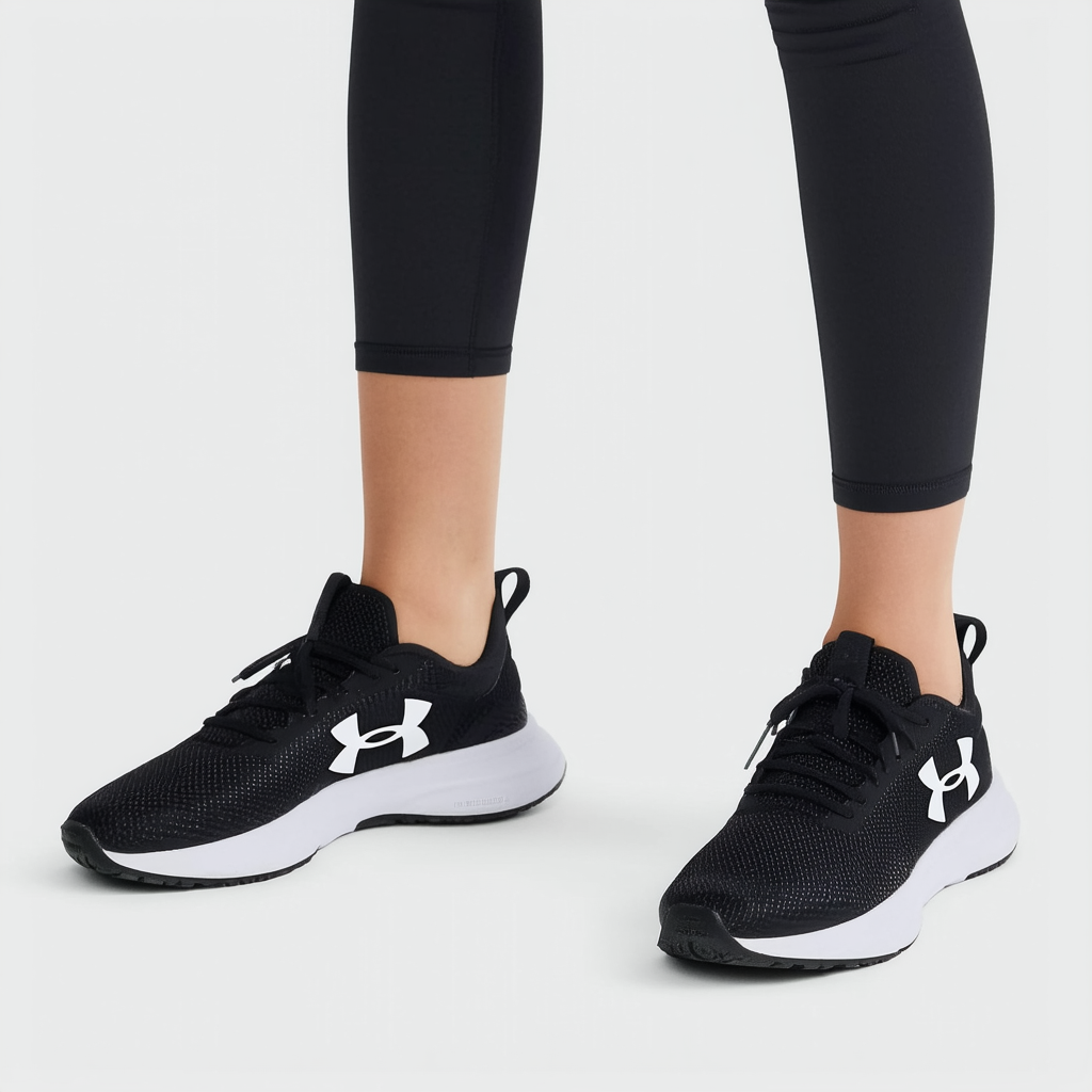 Under Armour Women's Essential Sneaker, Black (001)/White, 10