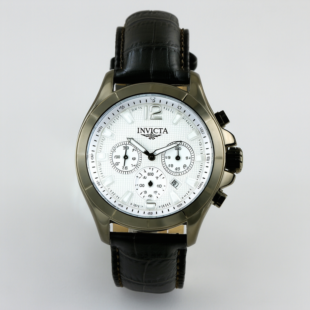 Invicta Men's 11412 Specialty White Dial Black Leather Watch