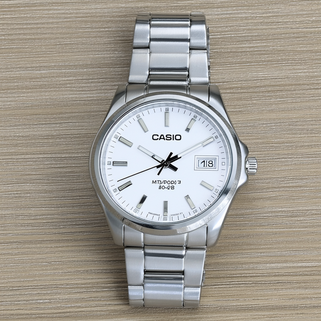 Casio MTP-V004D-7B White Dial Stainless Steel Watch