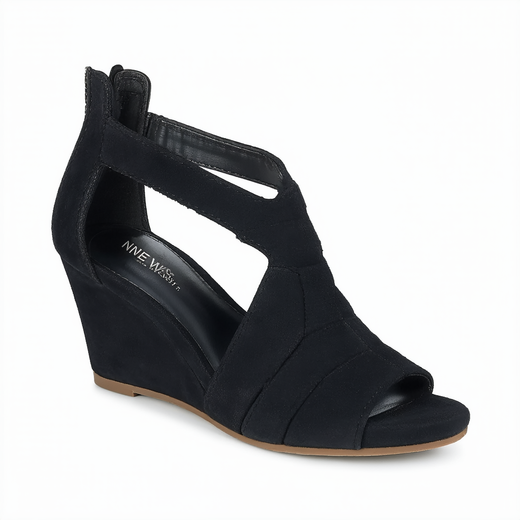 Nine West Women's NOBODY Suede Wedge Sandal