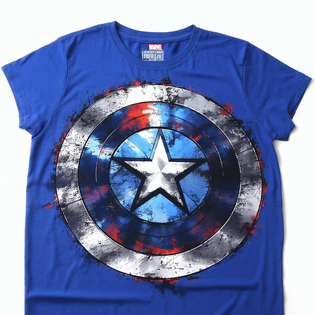 Marvel Captain America Shield Logo Men's Royal Blue Varsity T-Shirt | Avengers Infinity War Edition