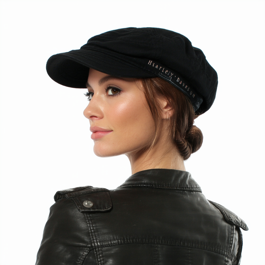Harley-Davidson Womens Newsboy Boutique Black Cap NC123030