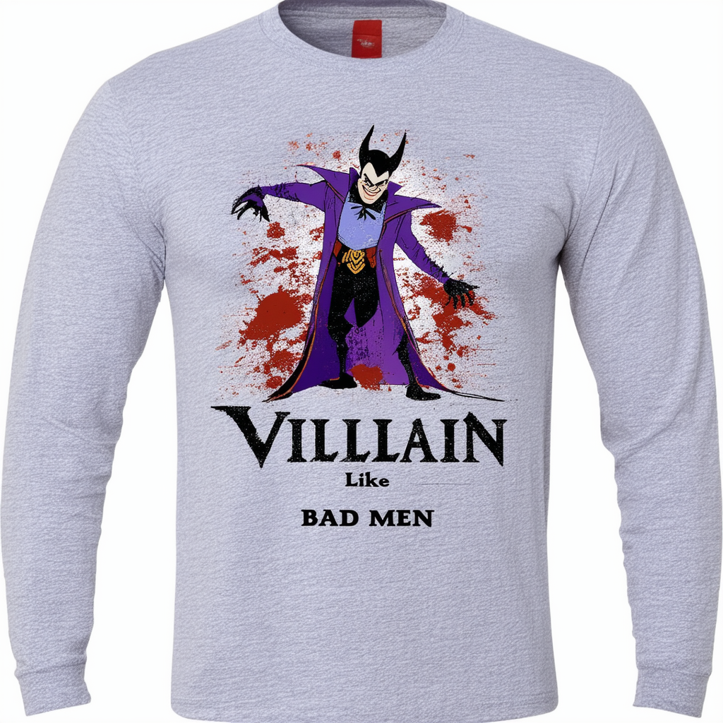 Disney Big & Tall Villain Like Bad Men's Tops Long Sleeve Tee Shirt