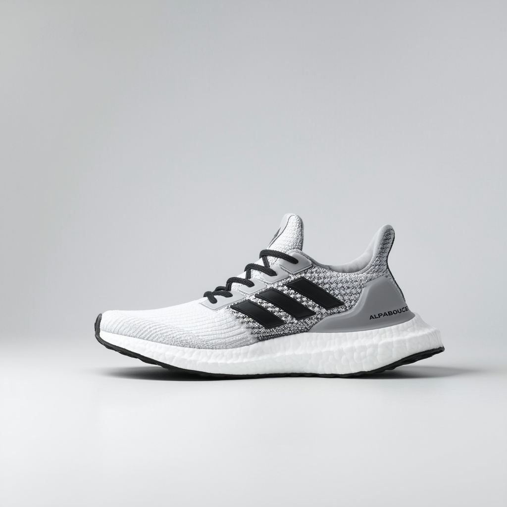 adidas Men's Alphabounce em m Running Shoe, White/Grey ONE/Black, 9 Medium US