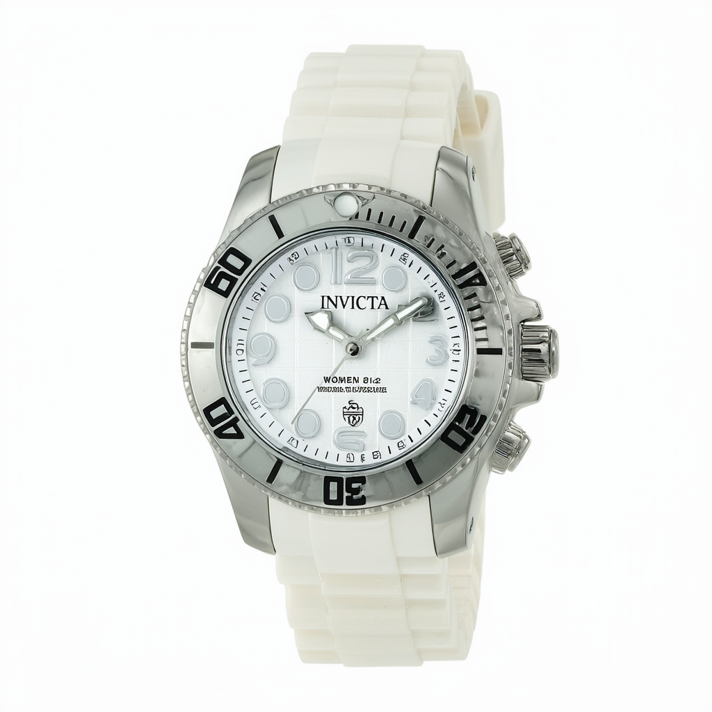 Invicta Women's 1812 Russian Diver Silver Dial White Polyurethane Watch