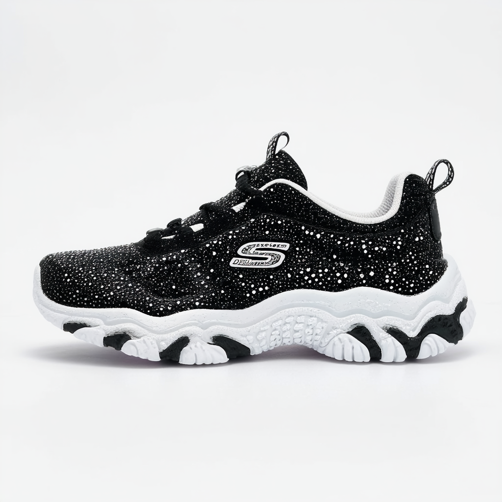 Skechers Women's DLites 2-0 Sun Crystals Fashion Sneakers Black/White
