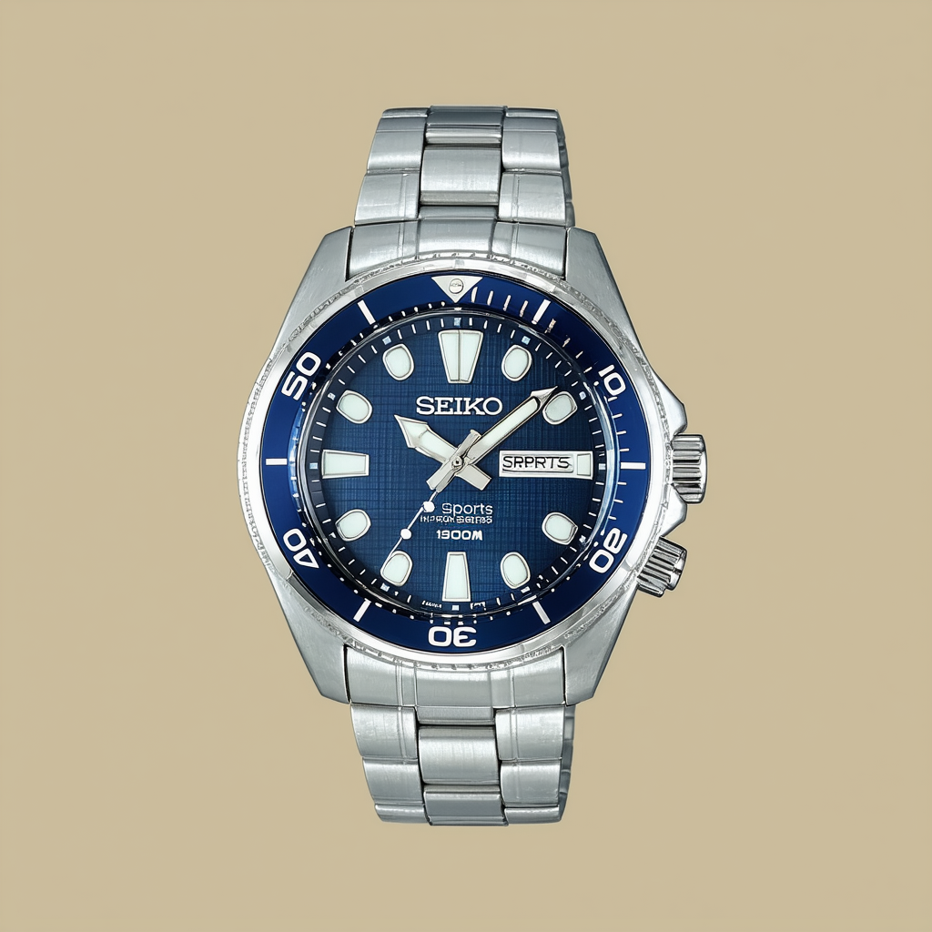 Seiko 5 Sports SRPB85 Men's Stainless Steel Blue Dial 100M Automatic Watch