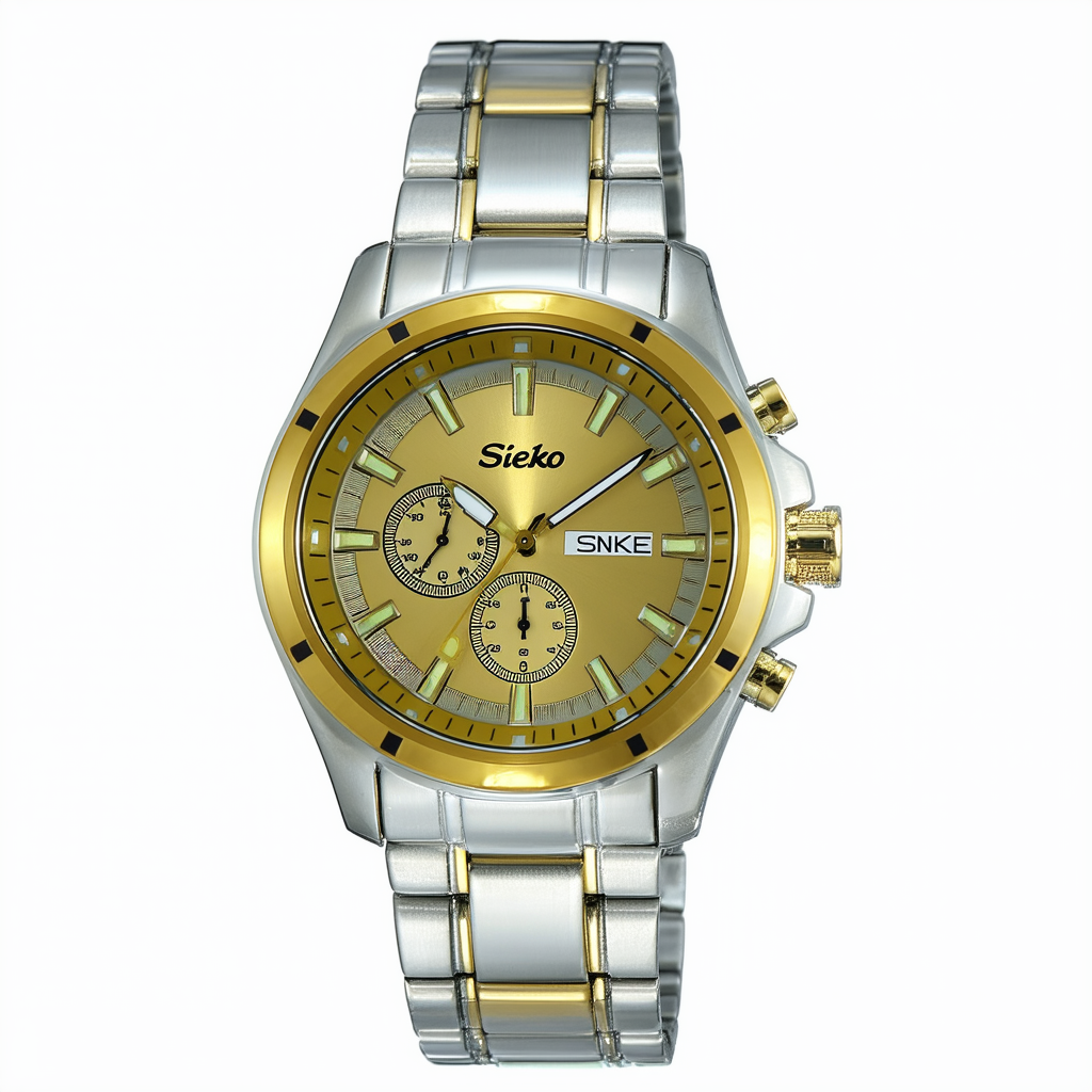 Sieko Men's SNKE06 Stainless Steel Analog with Gold Dial Watch