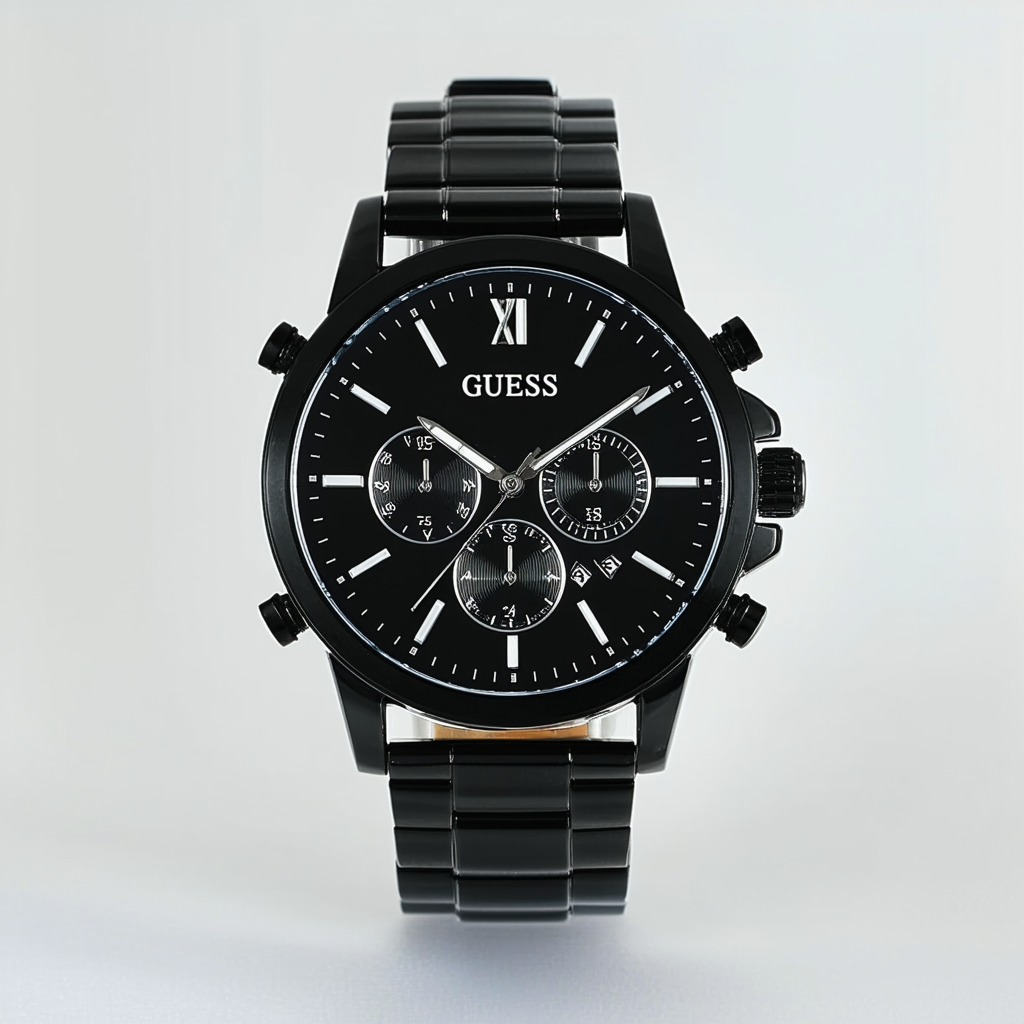 GUESS Men's U0493G2 Contemporary Black Multi-Function Watch