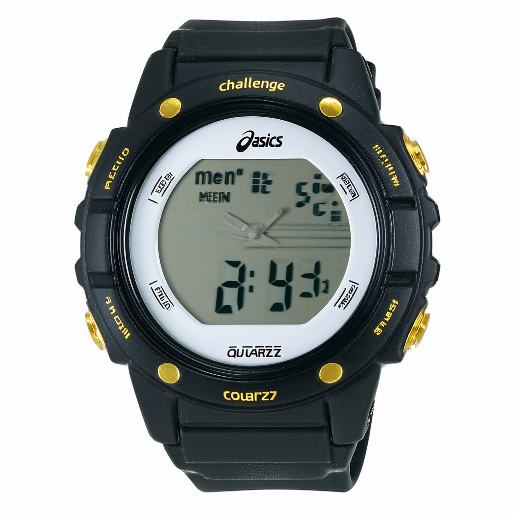 Asics Men's Challenge Goldtone Polyurethane Quartz Watch with Digital Dial