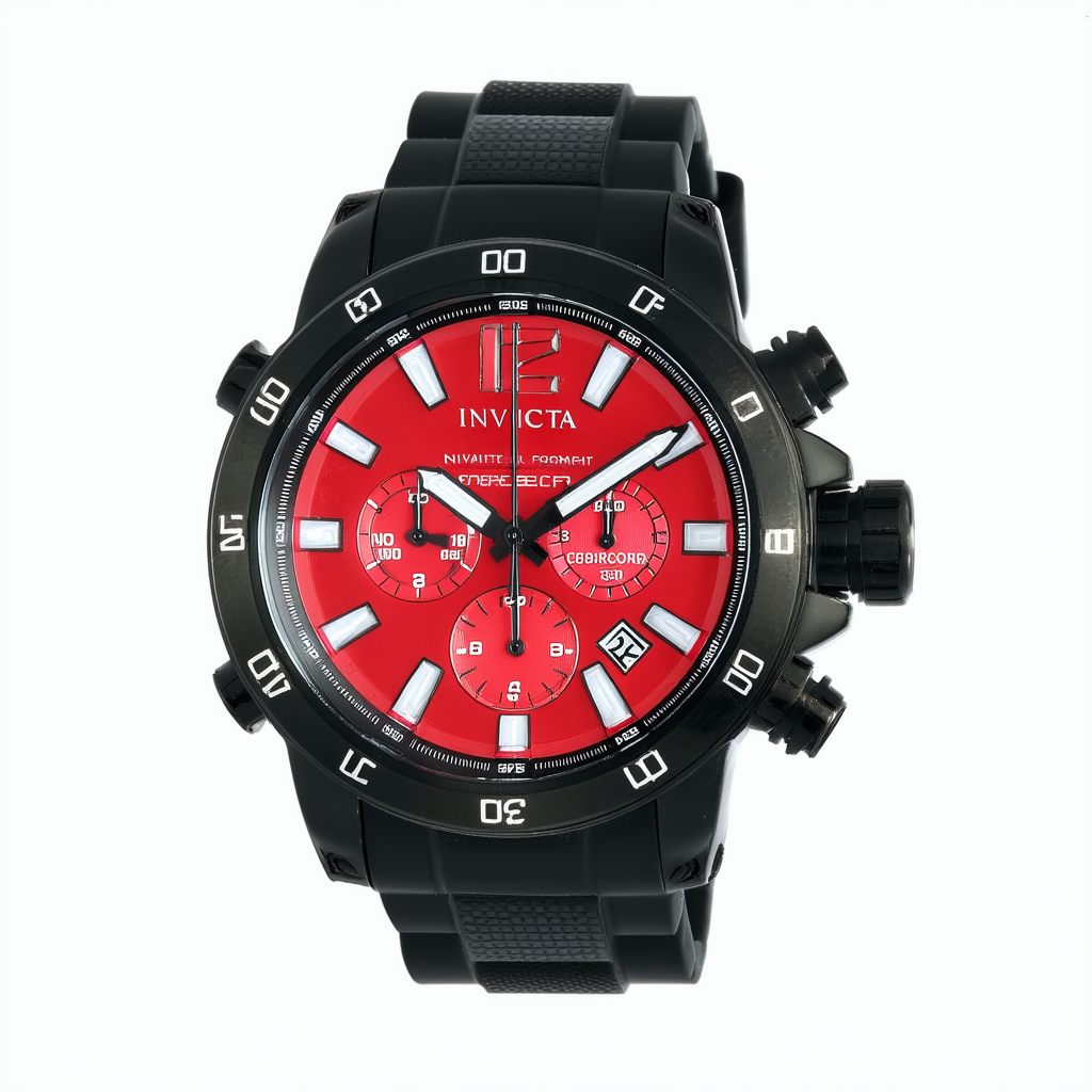 Invicta Men's 0842 Force Chronograph Red Dial Black Polyurethane Watch