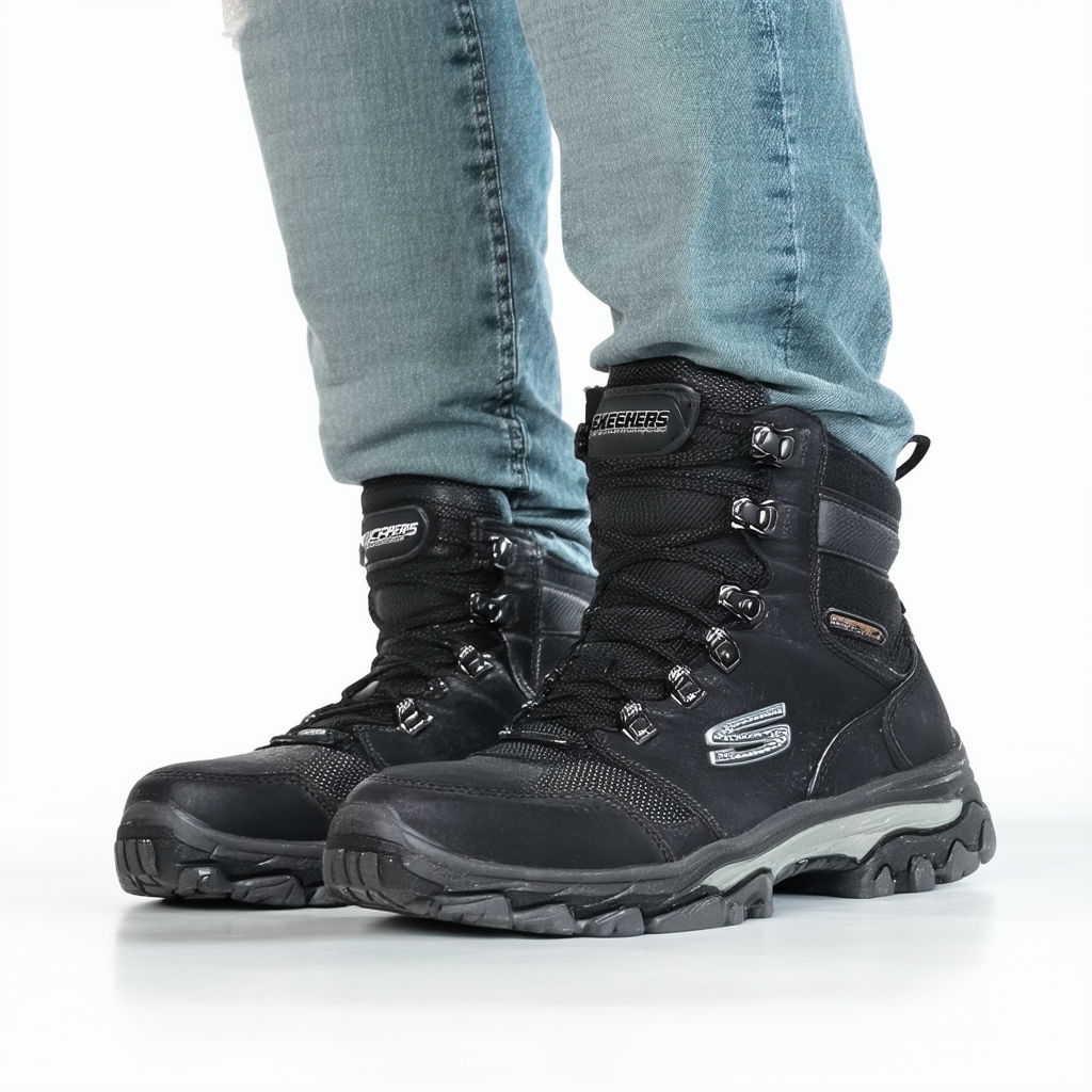 Skechers Men's Telfin Penticton ESD Alloy Safety Toe High Top Sneakers Black 9.5
