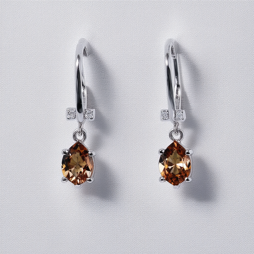 Amazon Collection Sterling Silver Multi-Brown Colored Swarovski Elements Drop Lever Back Earrings