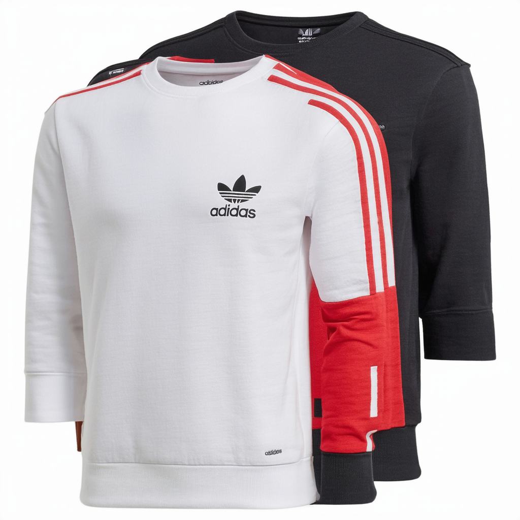 adidas Originals Men's Originals Big Trefoil 3-Pack Crew, White/Lush Red/Black, Large