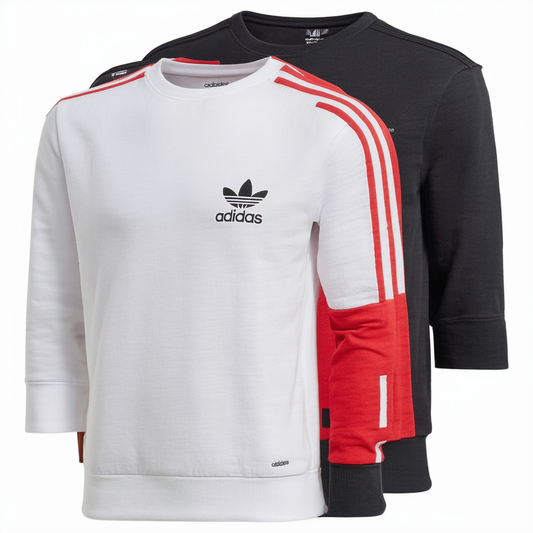 adidas Originals Men's Originals Big Trefoil 3-Pack Crew, White/Lush Red/Black, Large