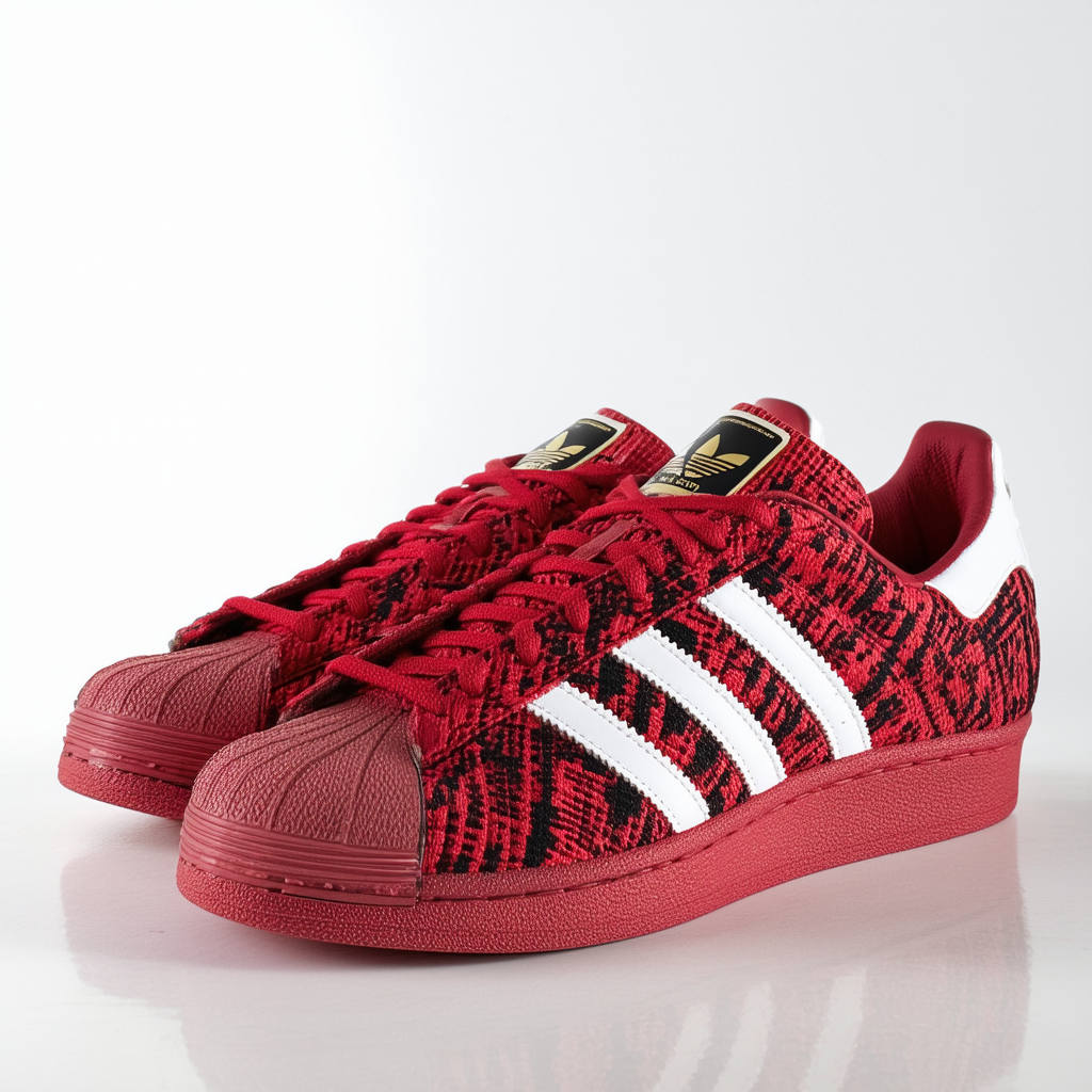 adidas Men's Superstar Weave Pack Red/White/Black S77929 (Size: 10)