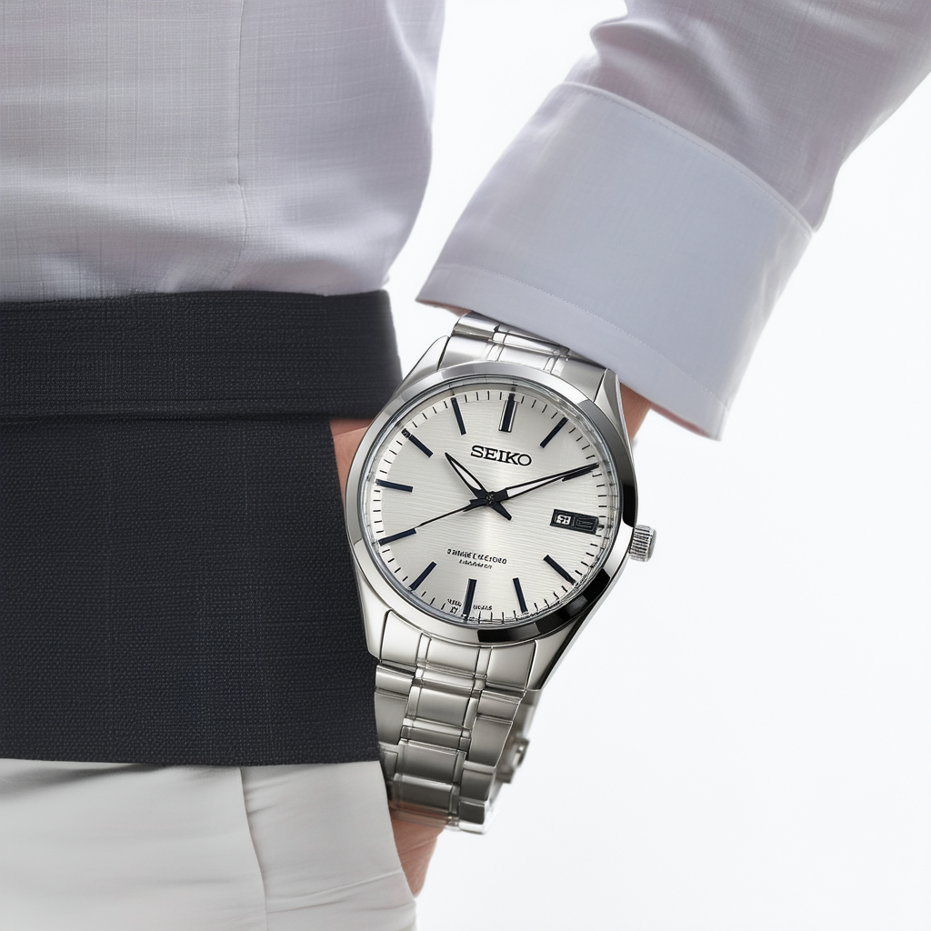 Seiko Men's SGGA49 Dress Silver-Tone Black Dial Watch