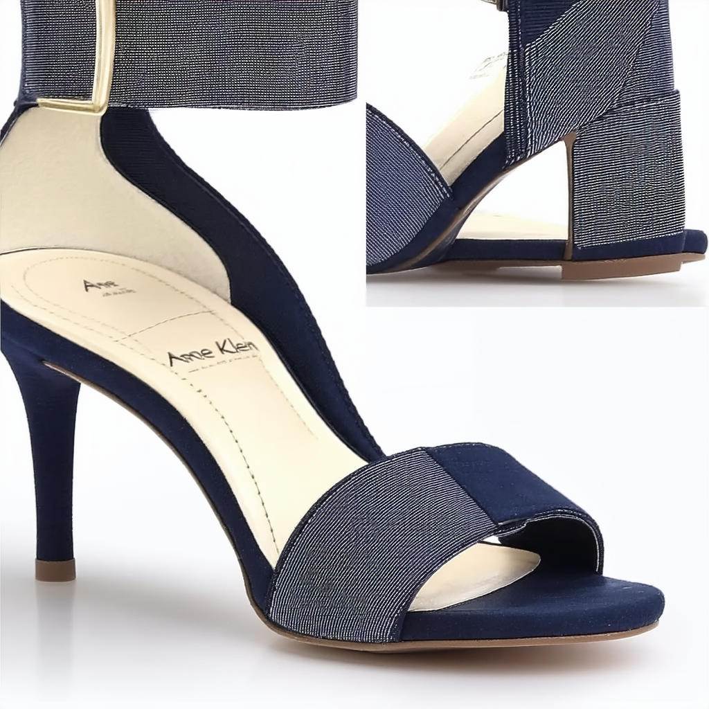 Anne Klein Women's Grand Heeled Sandal, Navy/Navy Fabric, 9 M US