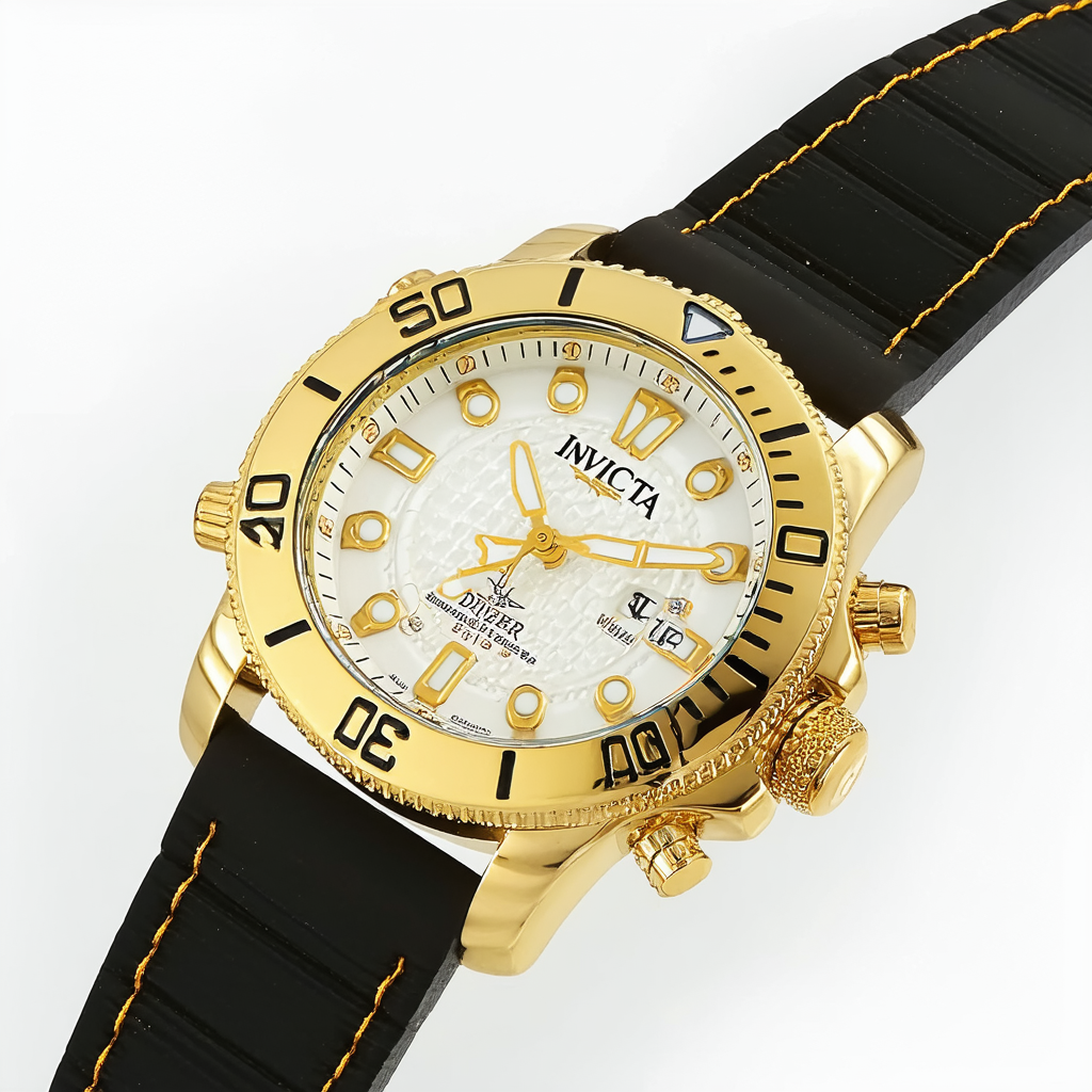 Invicta Mens Russian Diver Quartz Watch, Gold, 28418