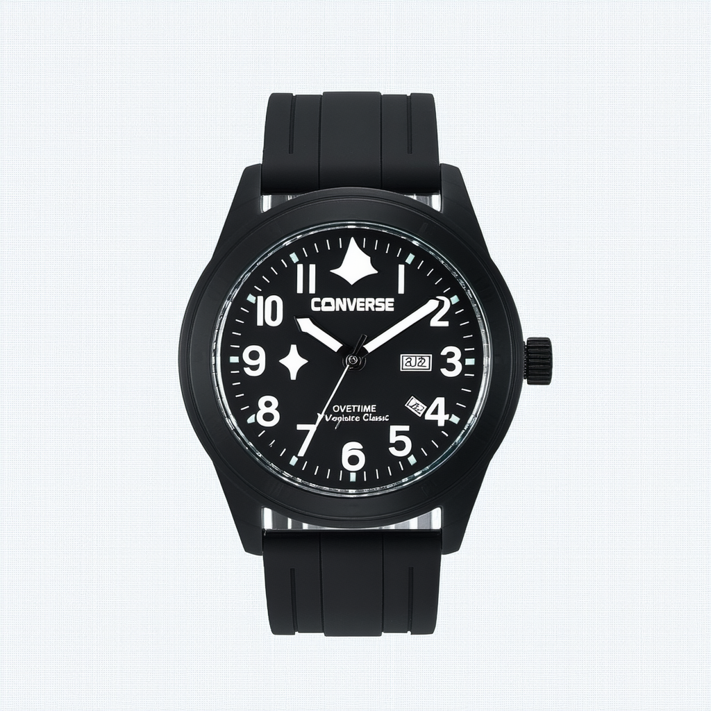 Converse Men's VR018001 Overtime Classic Analog and Black Silicone Strap Watch